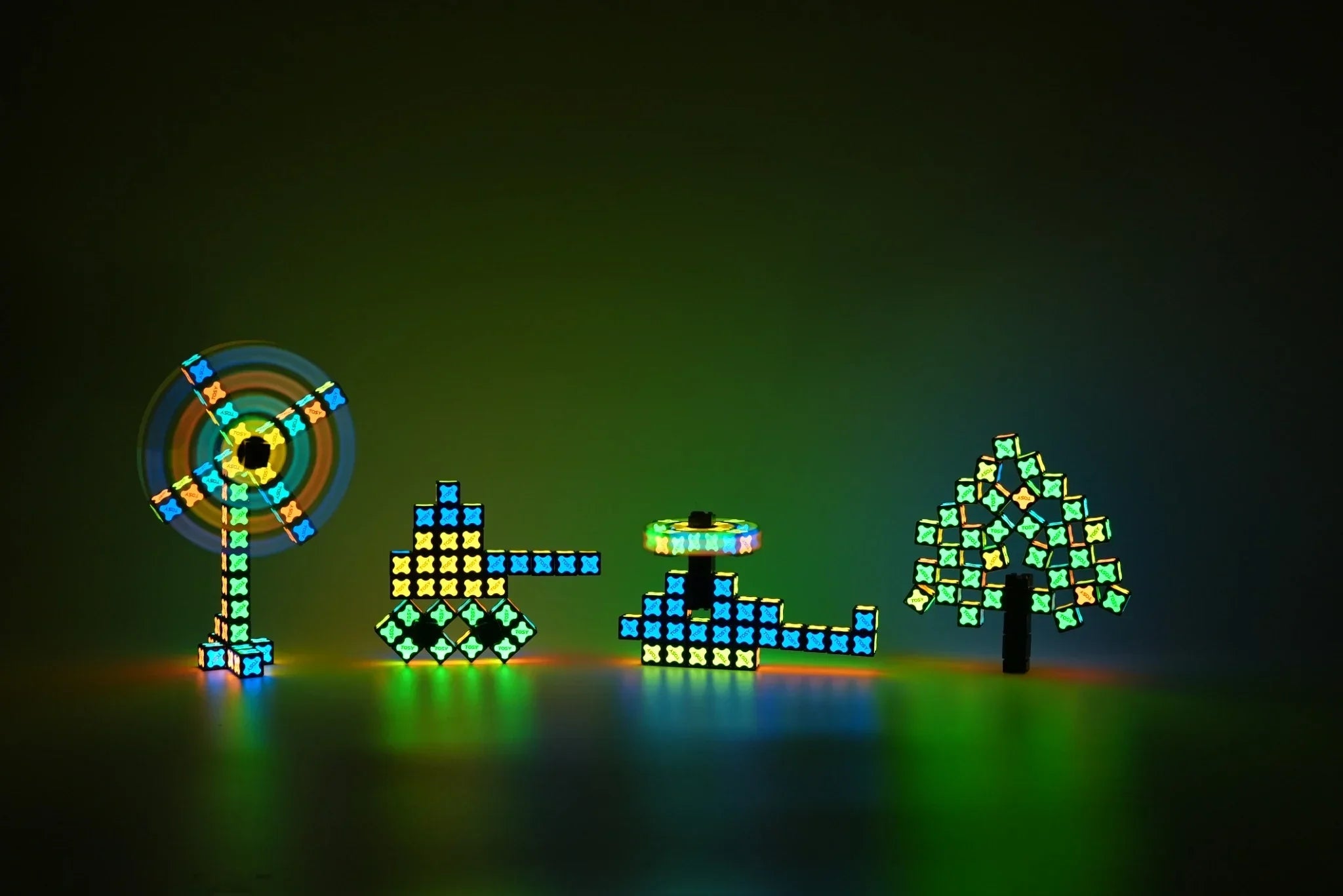Colorful magnetic glow toys forming Christmas designs, TOSY STEM fidget building toy for kids
