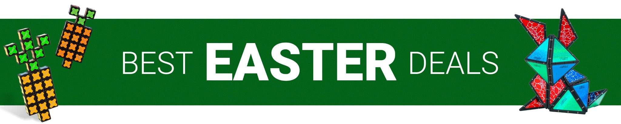 TOSY Easter deals promotional banner featuring colorful magnetic toys and seasonal offers.
