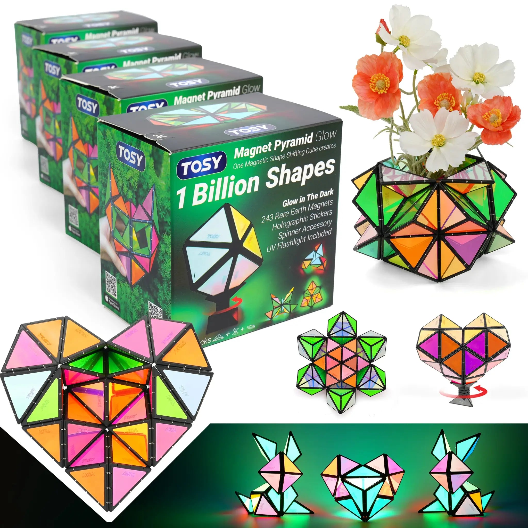 TOSY Magnet Pyramid Glow - 4 Pack