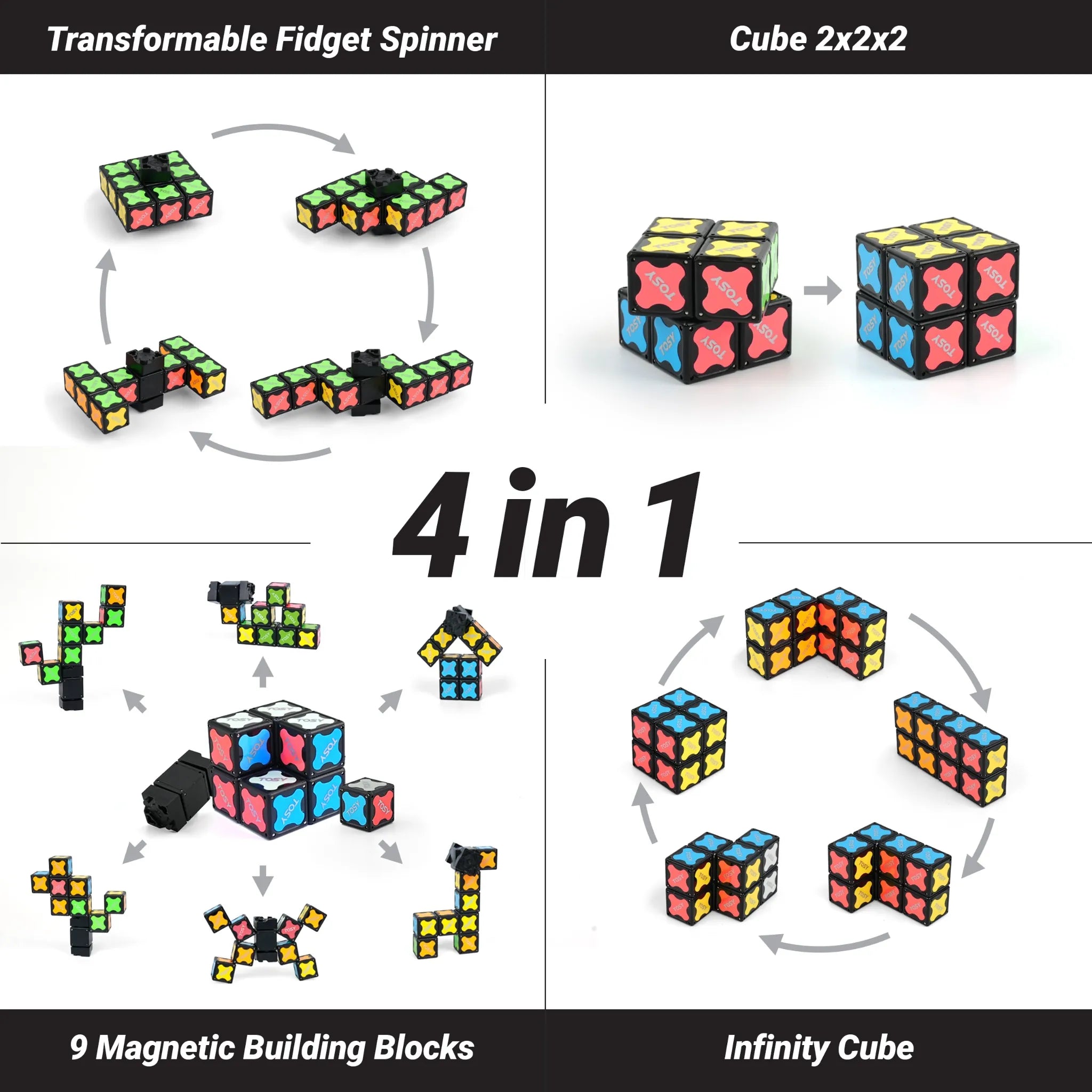 TOSY Fidget Spinner Mini - 4 Pack