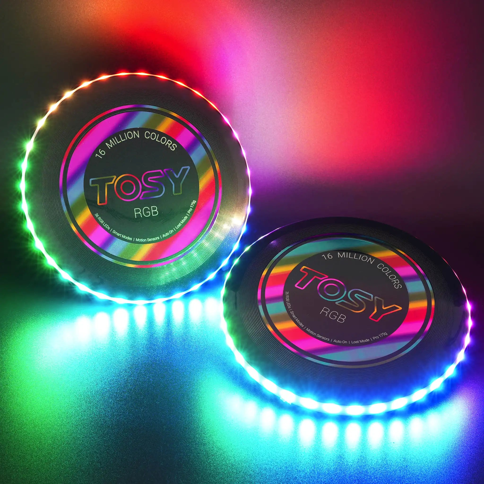 TOSY LEDs RGB Frisbee - black frisbee version - 2 items