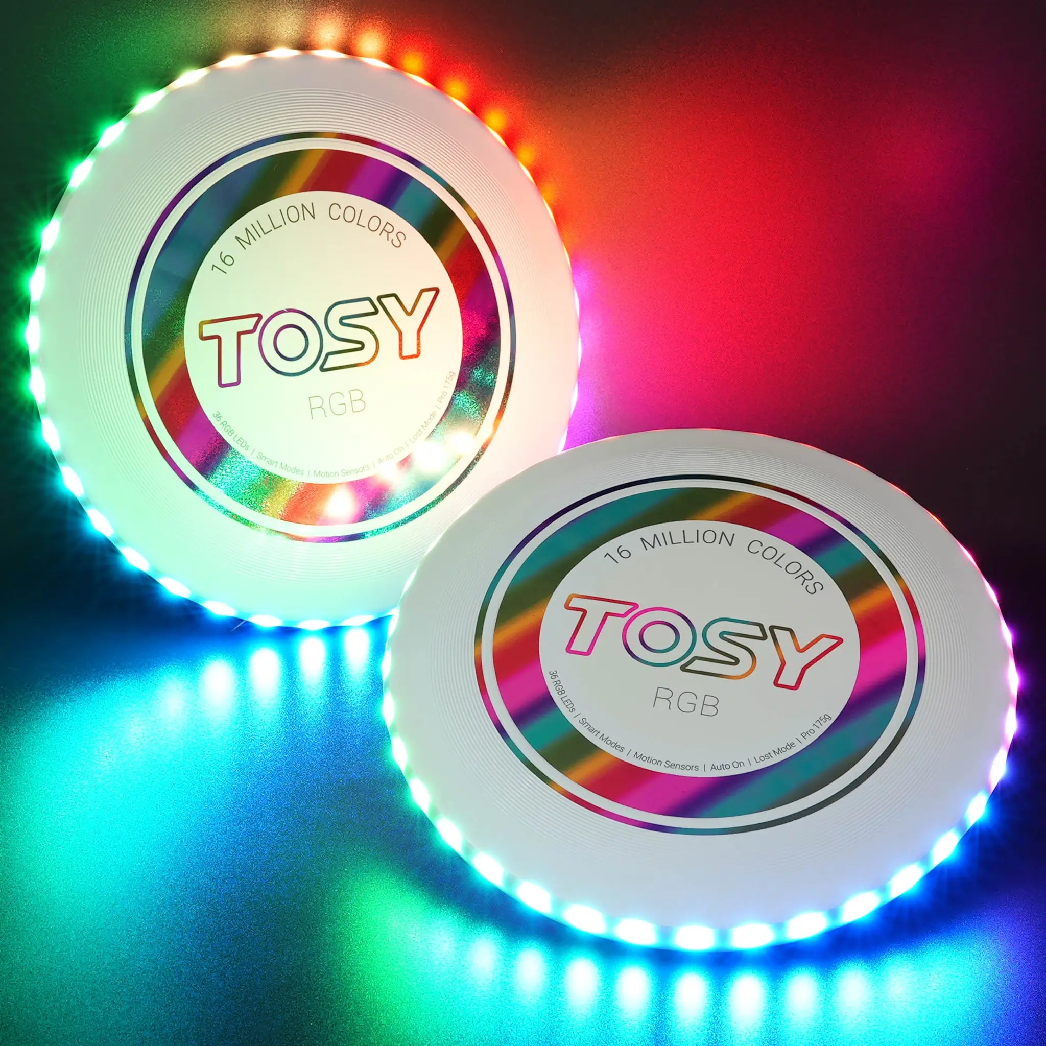TOSY Flying Disc RGB white 2 pack retail packaging box front view