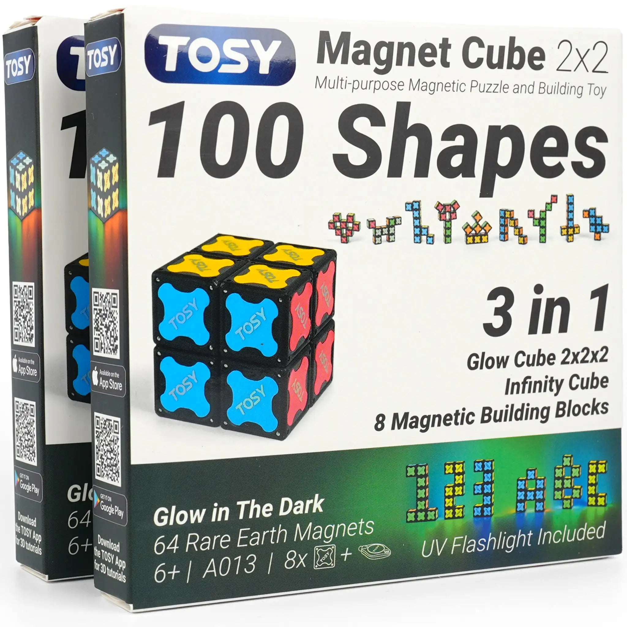 TOSY Magnet Cube 2x2 packaging with text and images of the product.