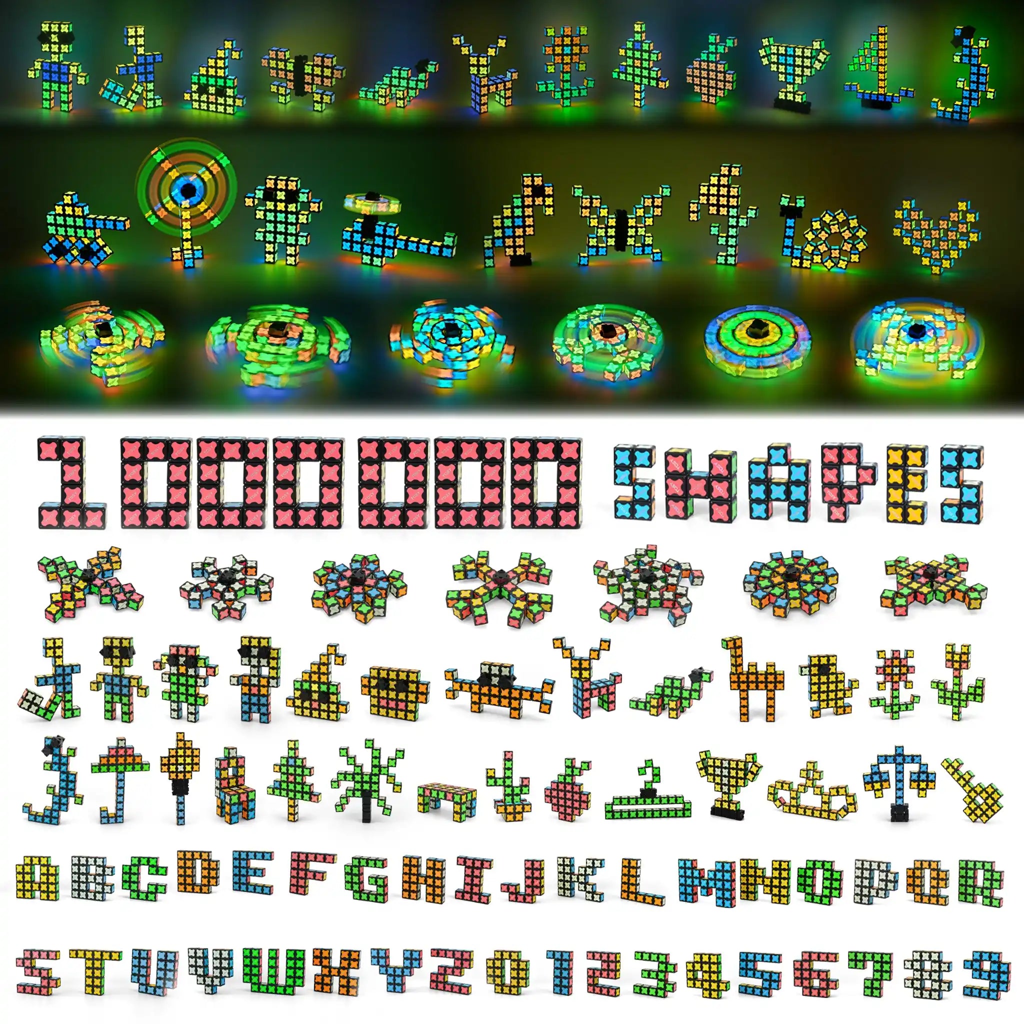 TOSY Magnet Cube 3x3 magnetic building blocks creating 1000 shapes letters and numbers