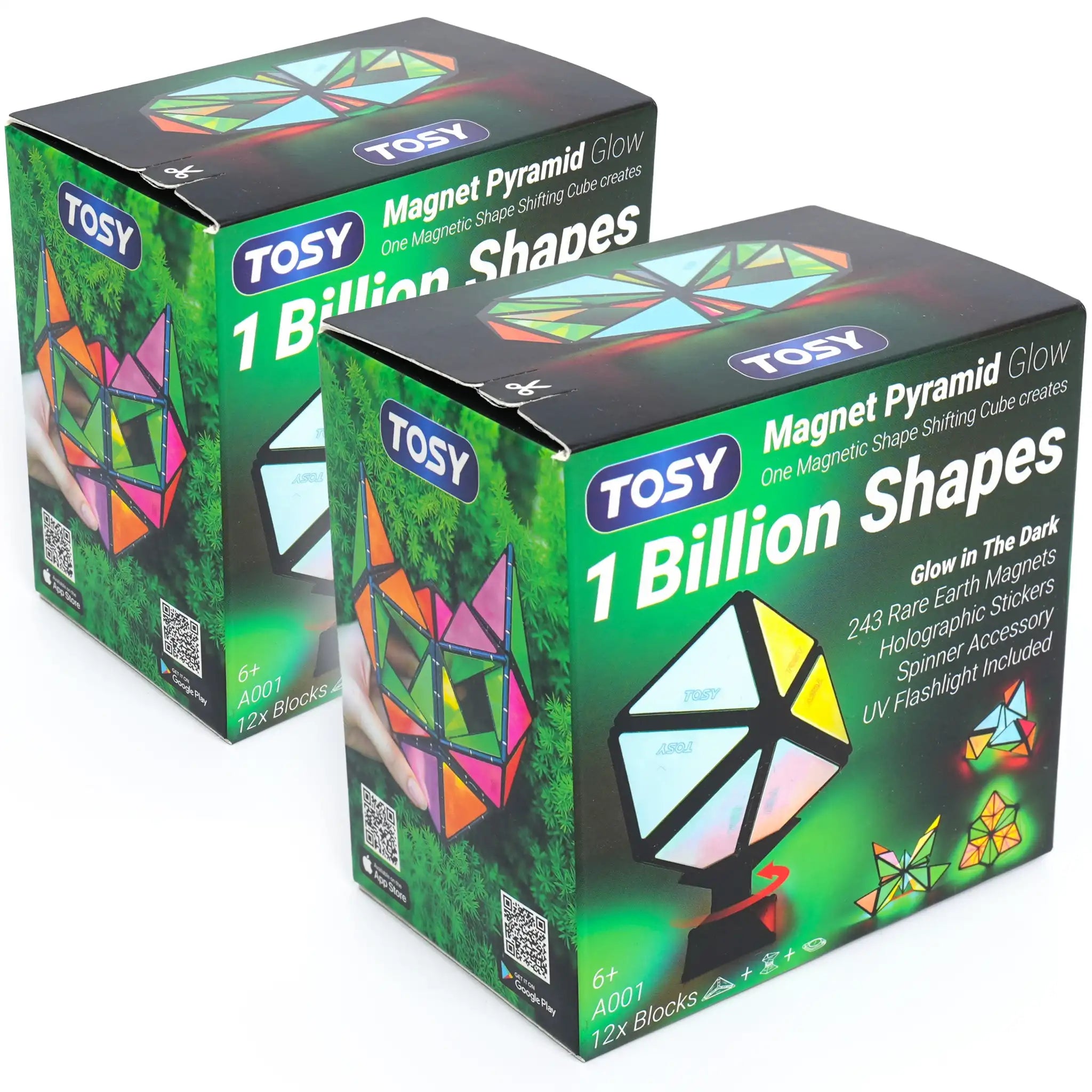 TOSY® Magnet Pyramid Glow 2 Pack – STEM Magnetic Building Toy Set