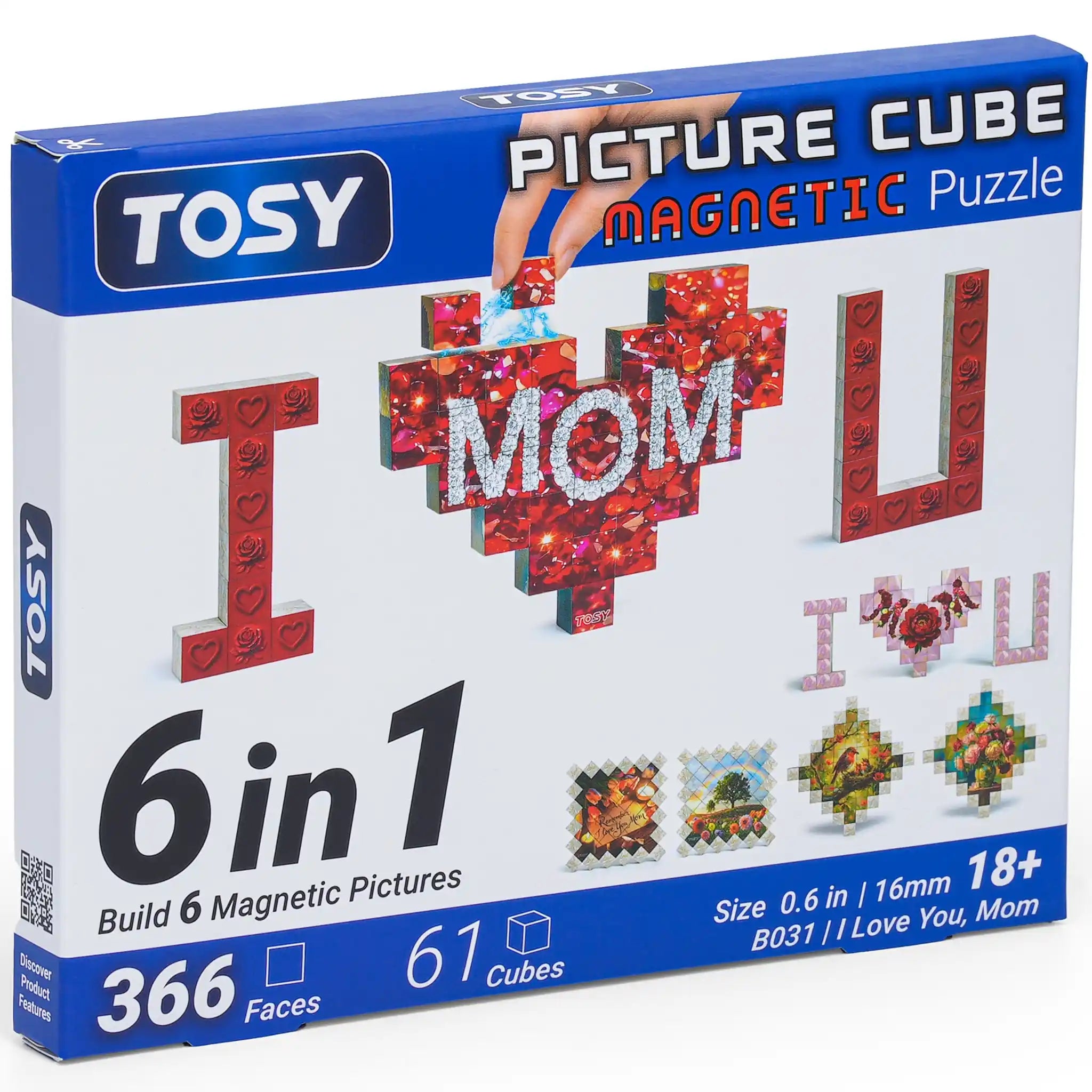 TOSY magnetic picture cube I Love You Mom gift 1 pack 6 in 1 puzzle for Mother’s Day with heartfelt artwork
