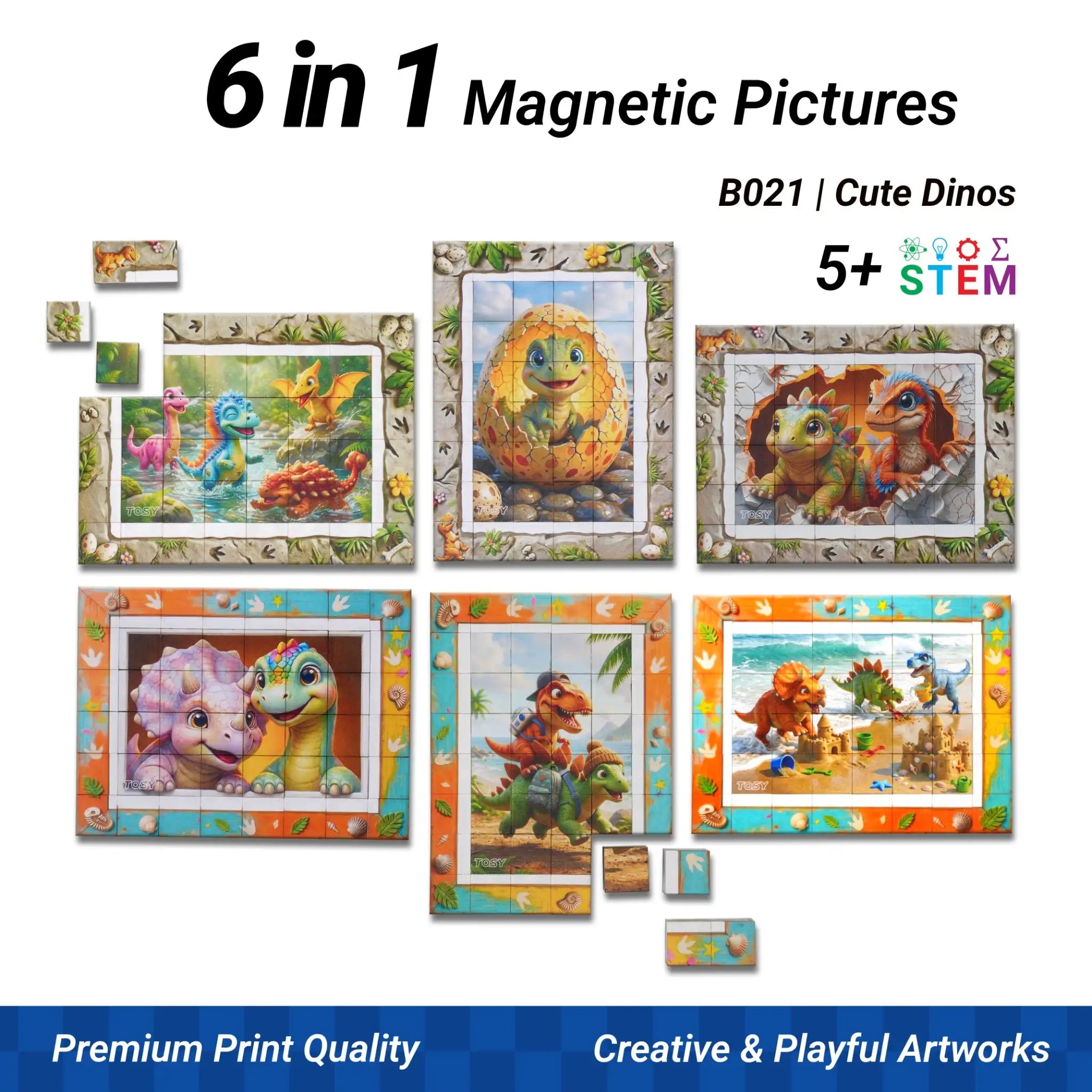 TOSY Picture Cube Cute Dino & Bunny Land – Mixed Set