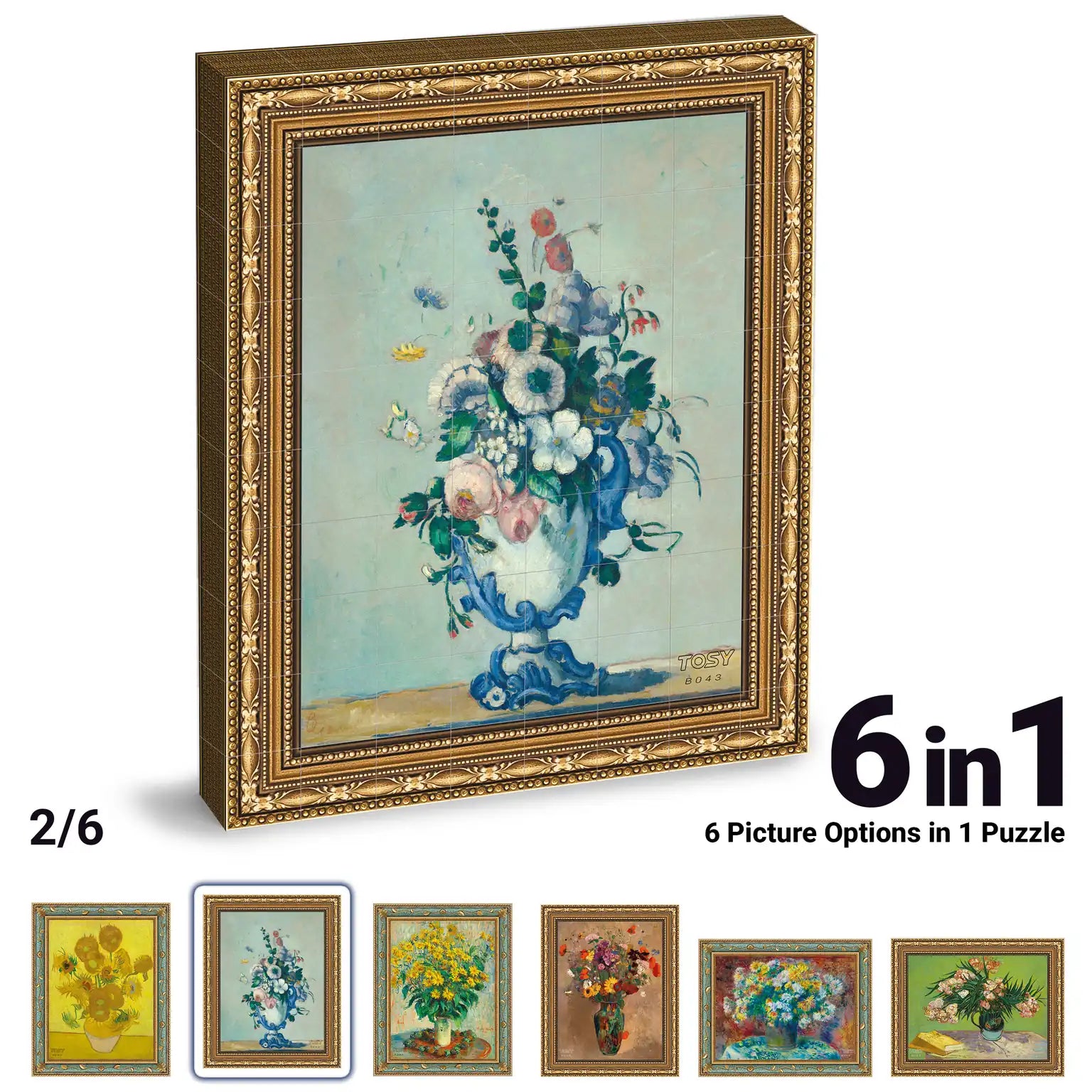 Second artwork option in the TOSY Picture Cube Flora magnetic puzzle featuring a floral vase painting