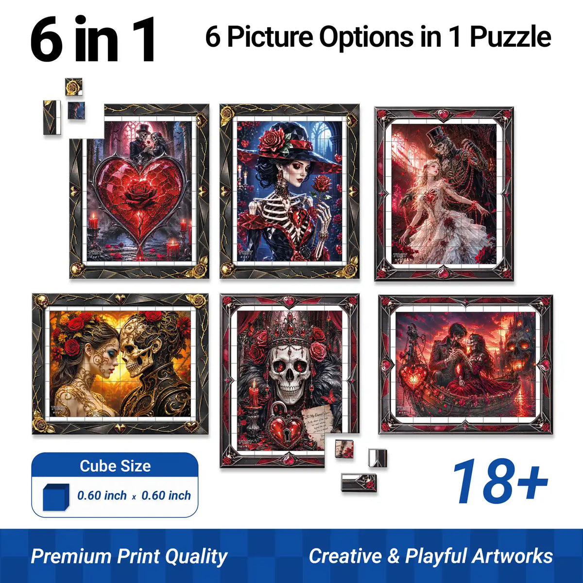 TOSY Picture Cube Halloween Gothic Hearts