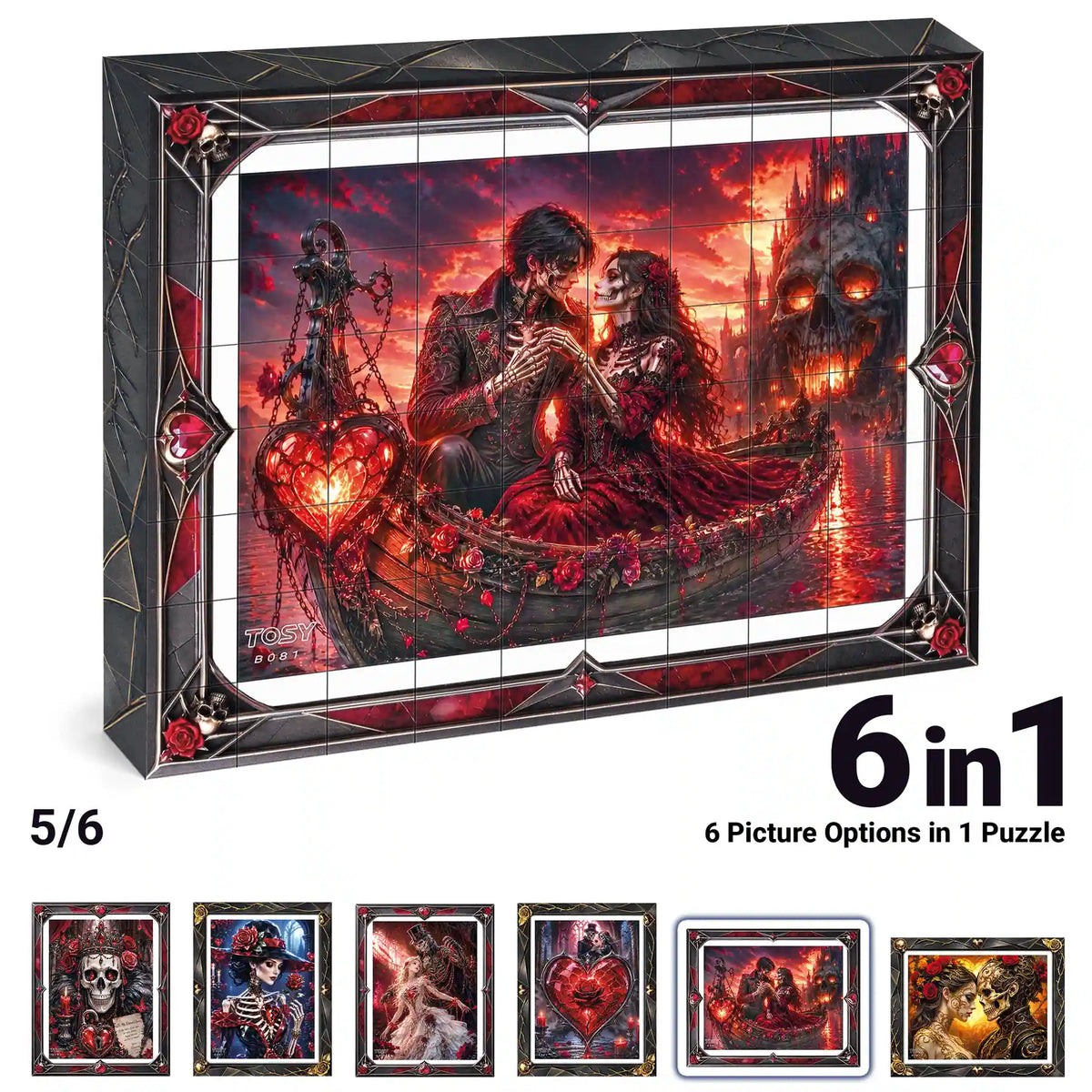 TOSY Picture Cube Halloween Gothic Hearts