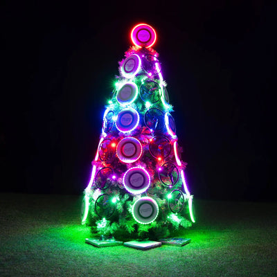 tosy frisbee mono led christmas tree with festive holiday lighting and outdoor play