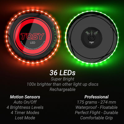 TOSY Flying Disc Mono Led highlighting features 36 leds and super bright