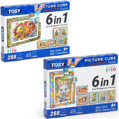 TOSY magnetic picture cube collection Bunny and Dino themes kids STEM puzzle set multiple designs educational toy