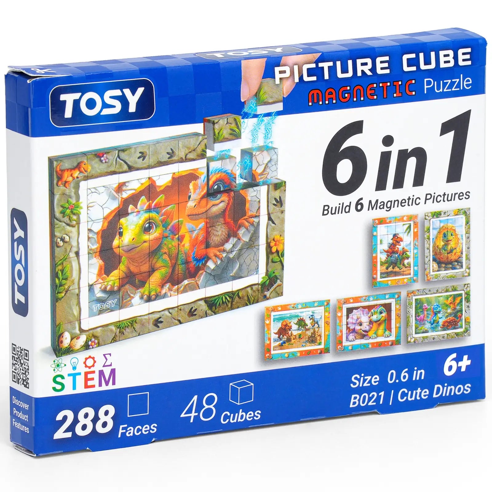 TOSY magnetic picture cube Cute Dinos 48 cubes dinosaur puzzle toy for kids STEM educational building blocks