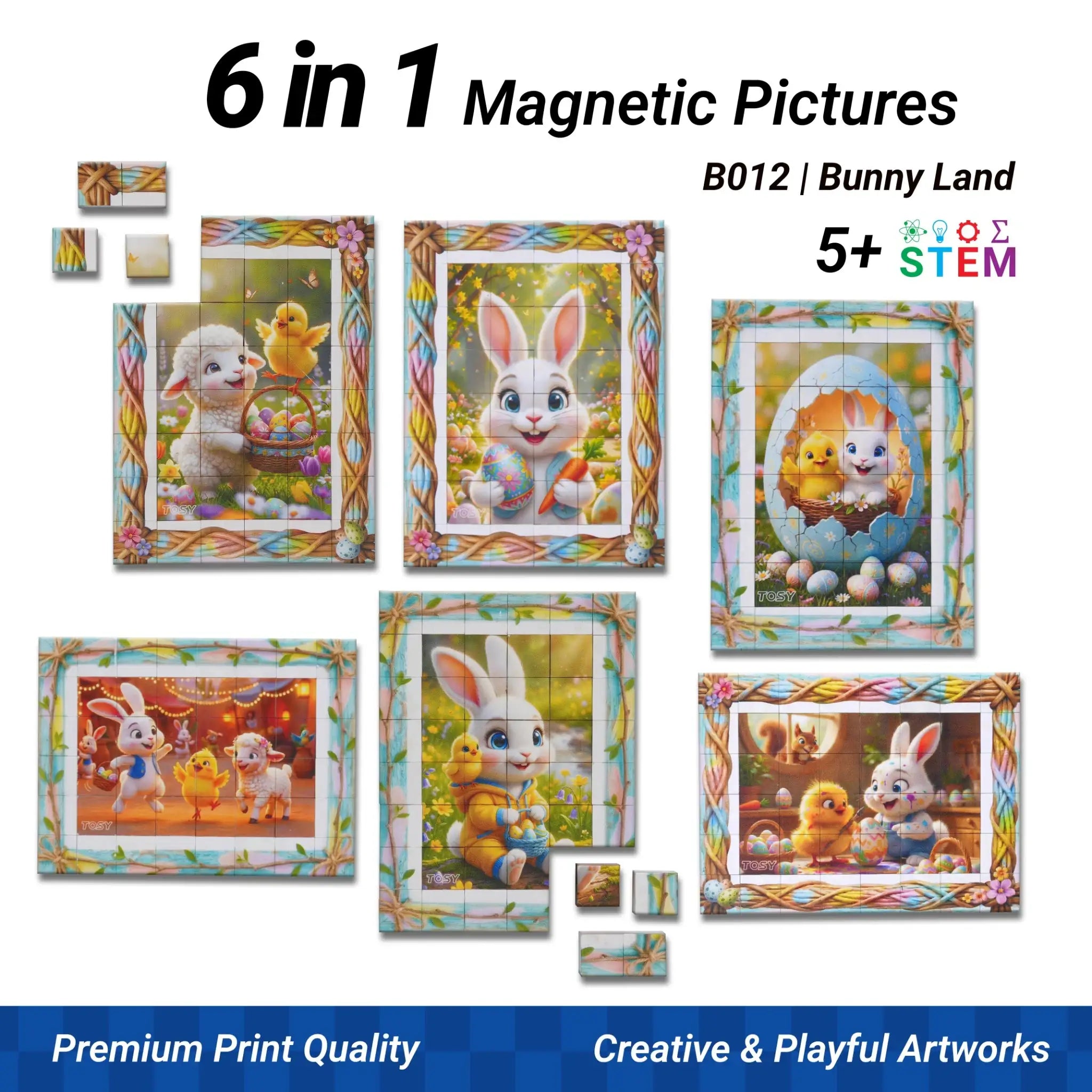 TOSY Picture Cube Cute Dino & Bunny Land – Mixed Set