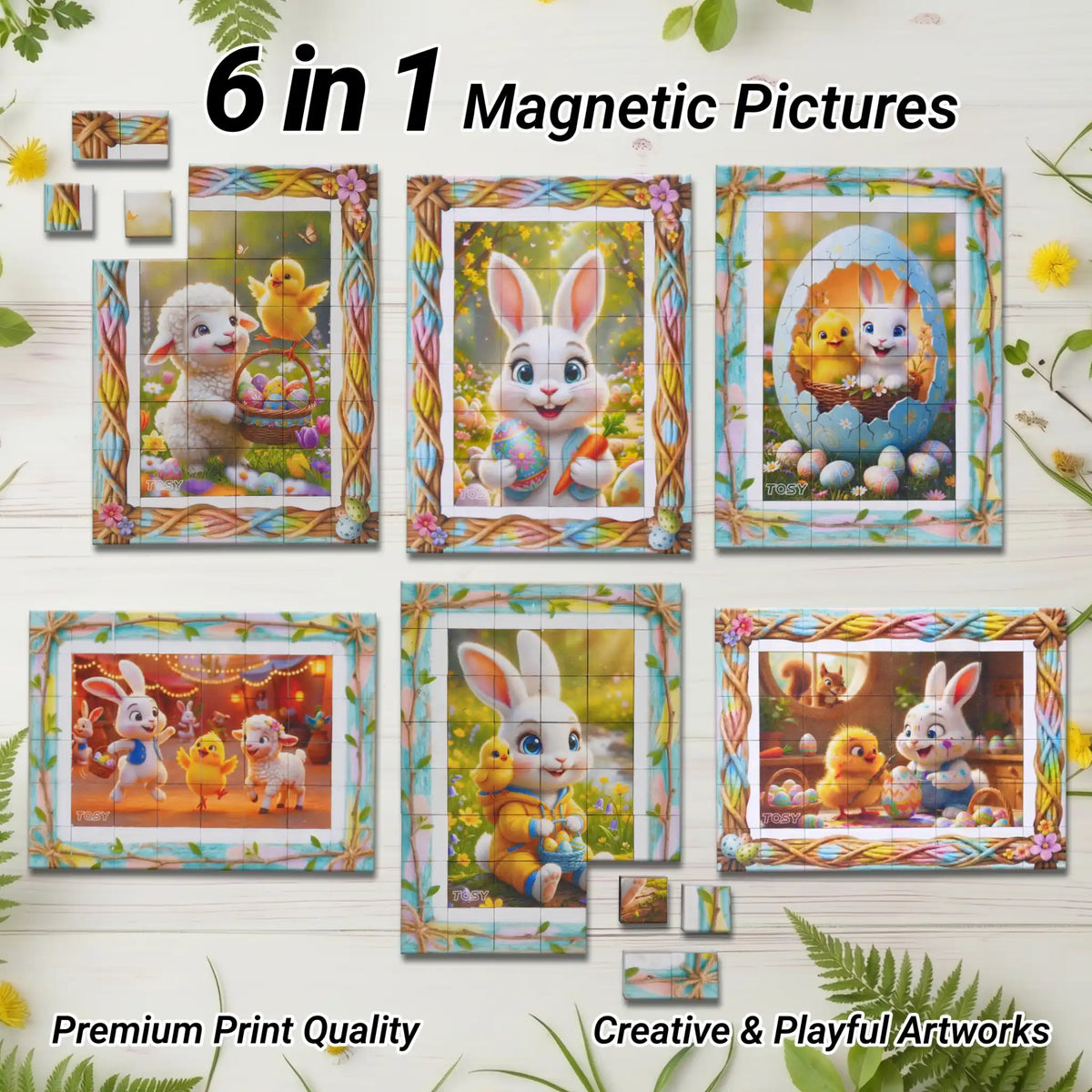 TOSY Picture Cube Bunny Land – 6-in-1 Magnetic Picture Puzzle Toy ...