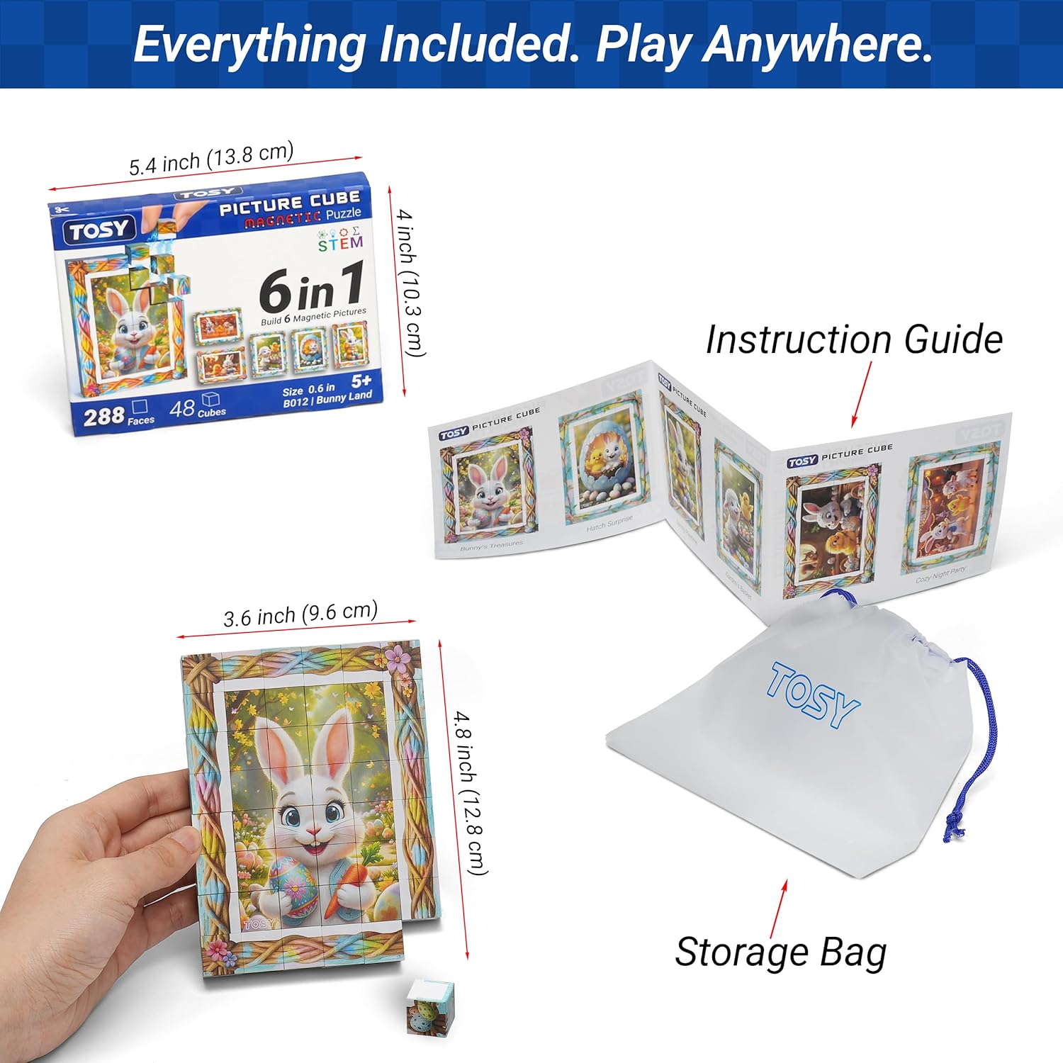TOSY® Picture Cube Bunny Land – 6-in-1 Magnetic Easter Puzzle for Kids