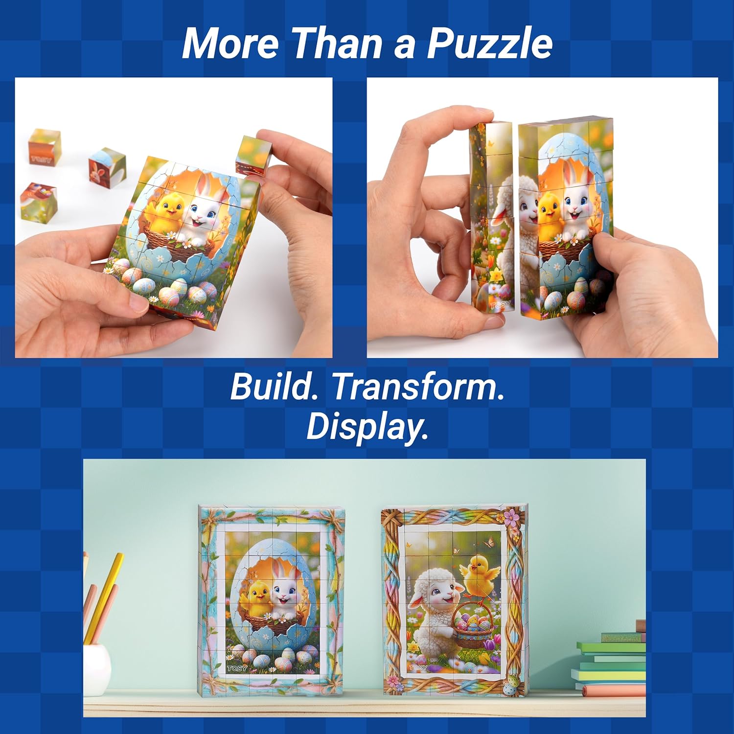 TOSY® Picture Cube Bunny Land – 6-in-1 Magnetic Easter Puzzle for Kids