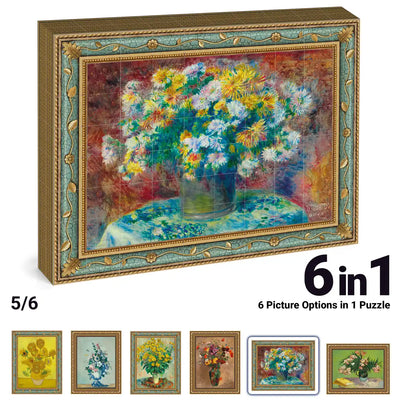 Fifth artwork option in the TOSY Picture Cube Flora magnetic puzzle featuring an impressionist flower bouquet painting