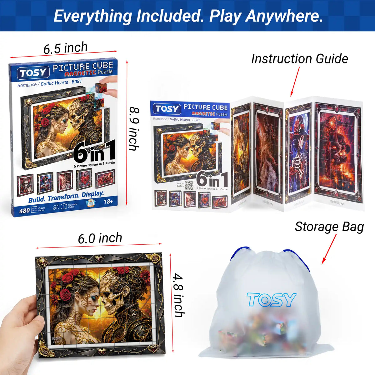 TOSY Picture Cube Halloween Gothic Hearts