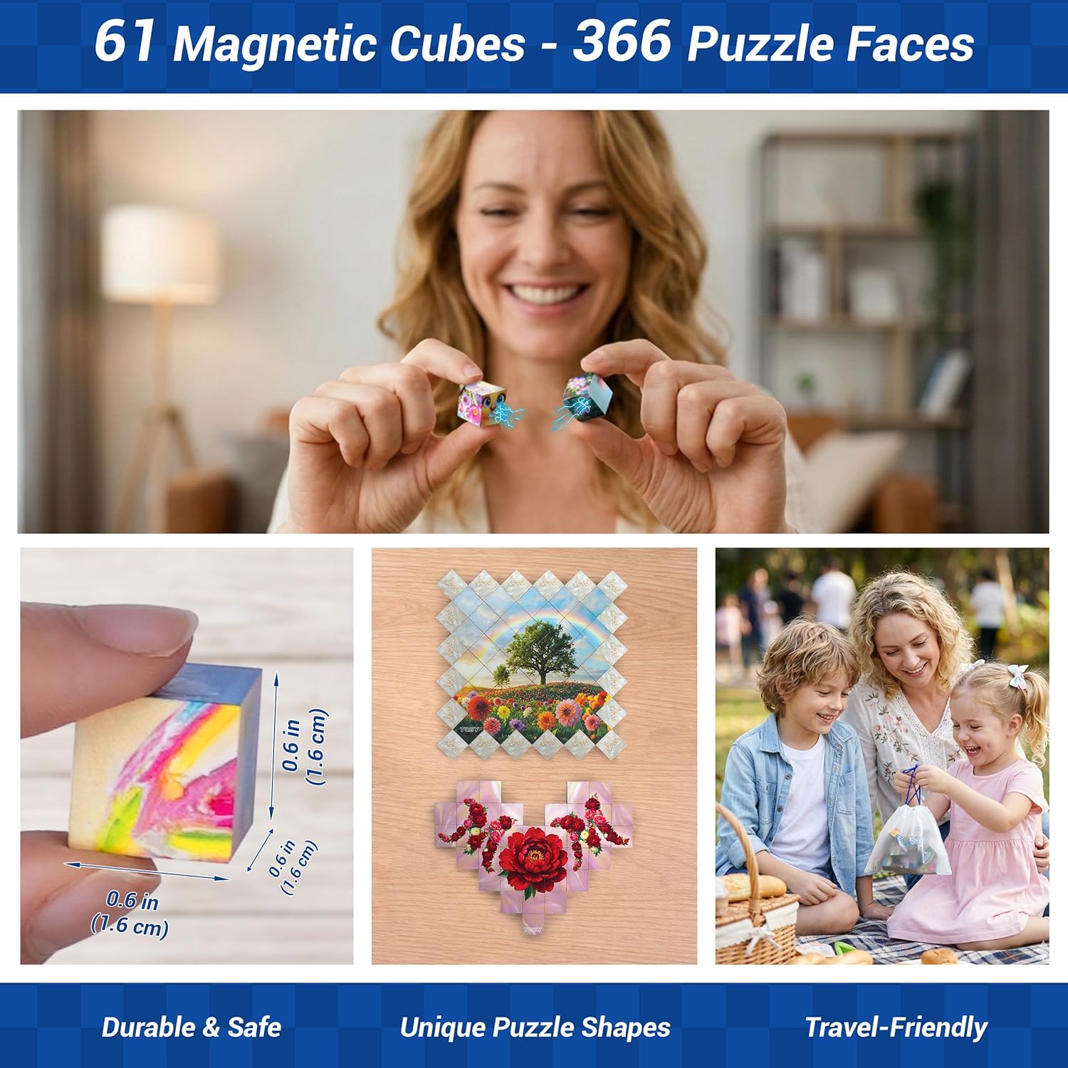 TOSY® Picture Cube “I Love You Mom” – 6-in-1 Magnetic Puzzle Gift