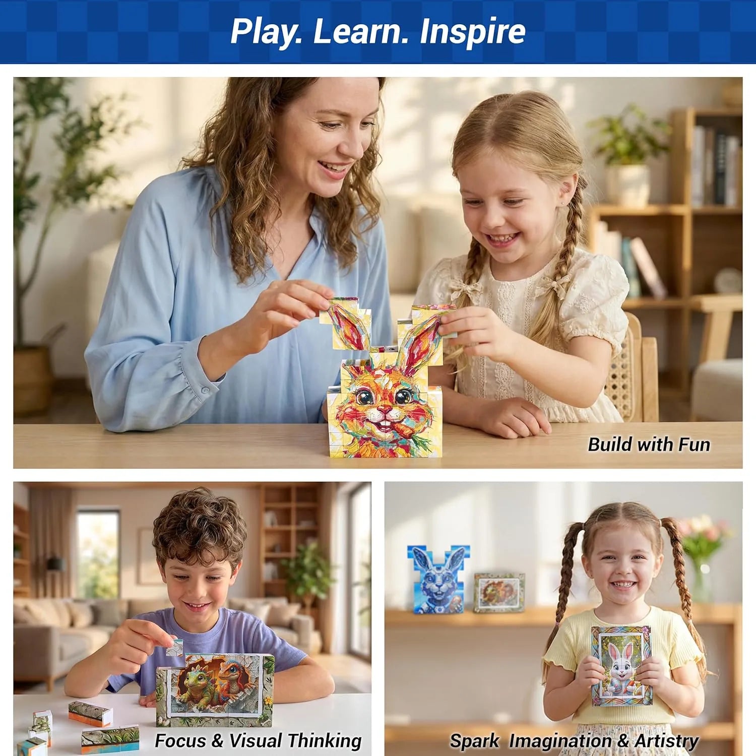 TOSY Picture Cube Cute Dino & Bunny Land – Mixed Set